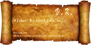 Vider Krisztián névjegykártya